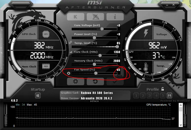 msi afterburner fan speed