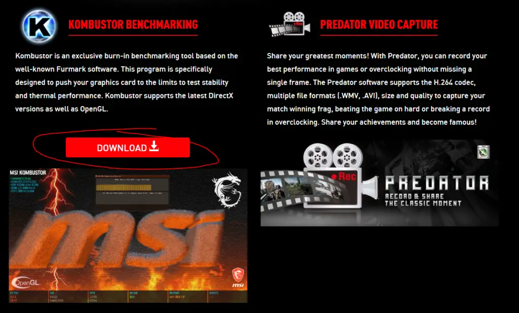 where to download msi kombustor