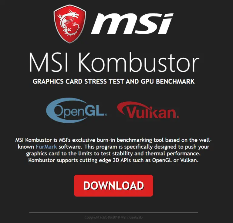 download MSI Kombustor 4.1.27 free