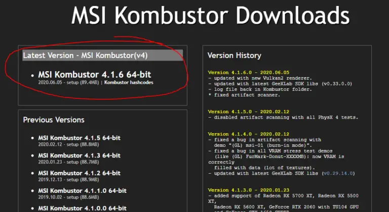 where to download msi kombustor