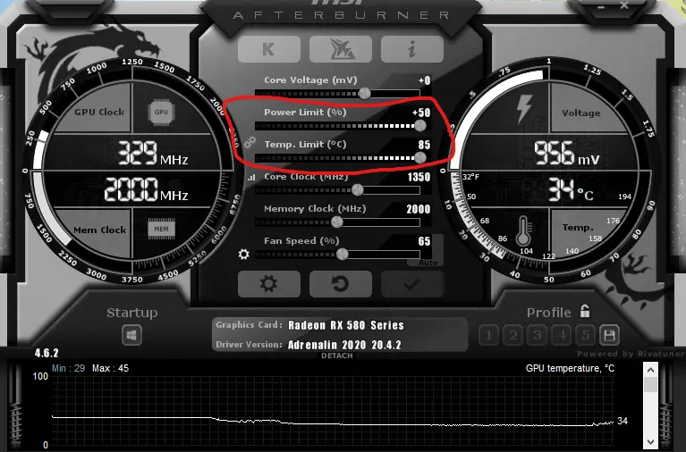 MSI Afterburner Power and Temperature Limit