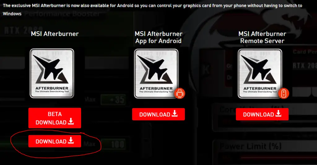 MSI Afterburner step1